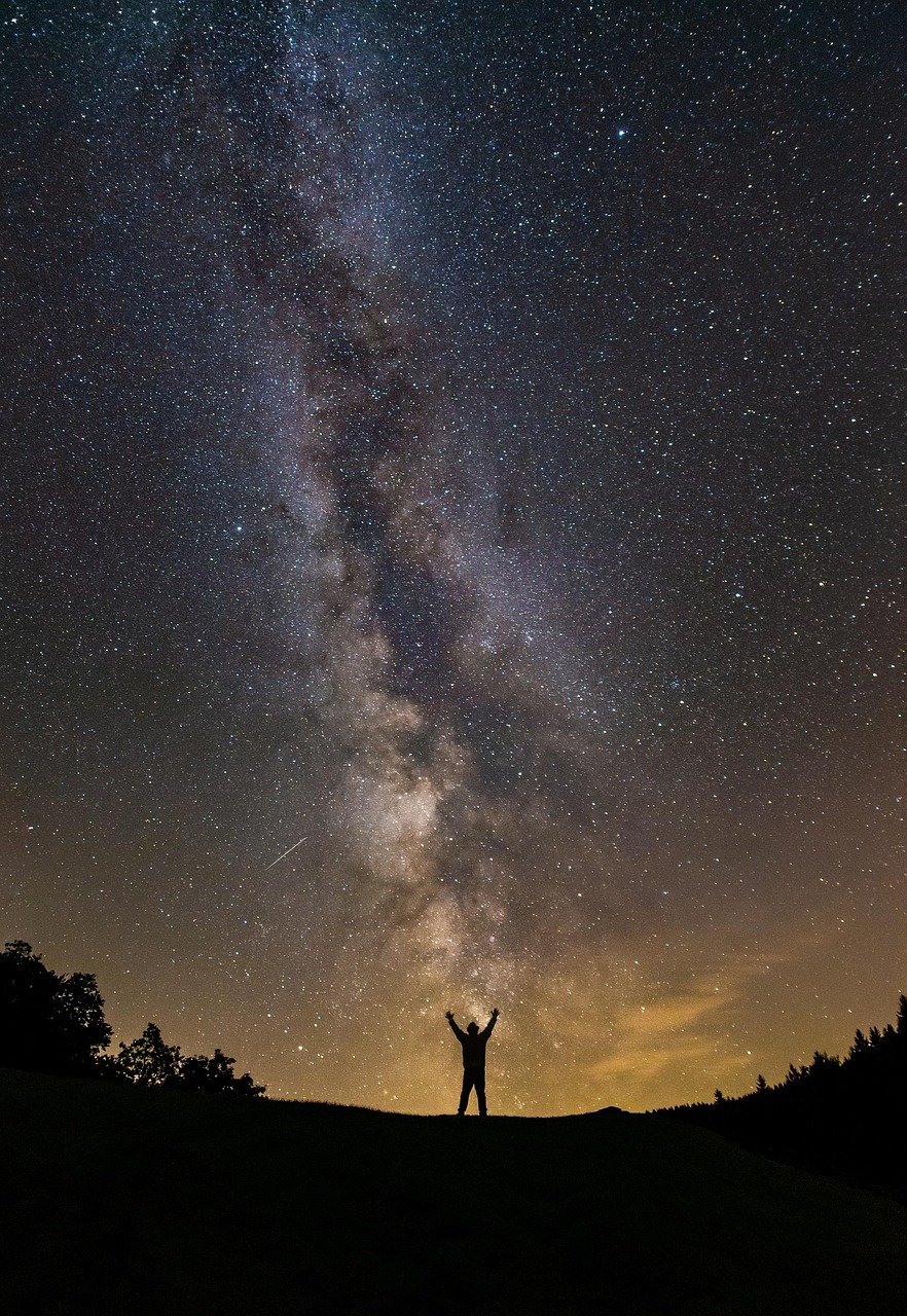milky way, night, nature, stars, person, night sky, sky, galaxy, phone wallpaper, aesthetic wallpaper