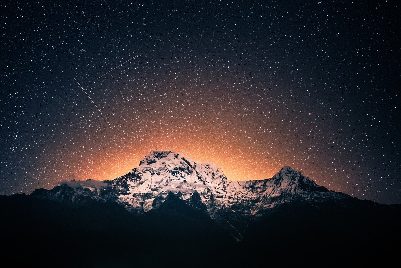 nature, night sky, landscape, mountain, clouds, sky, travel, adventure, trek, dark, night, stars